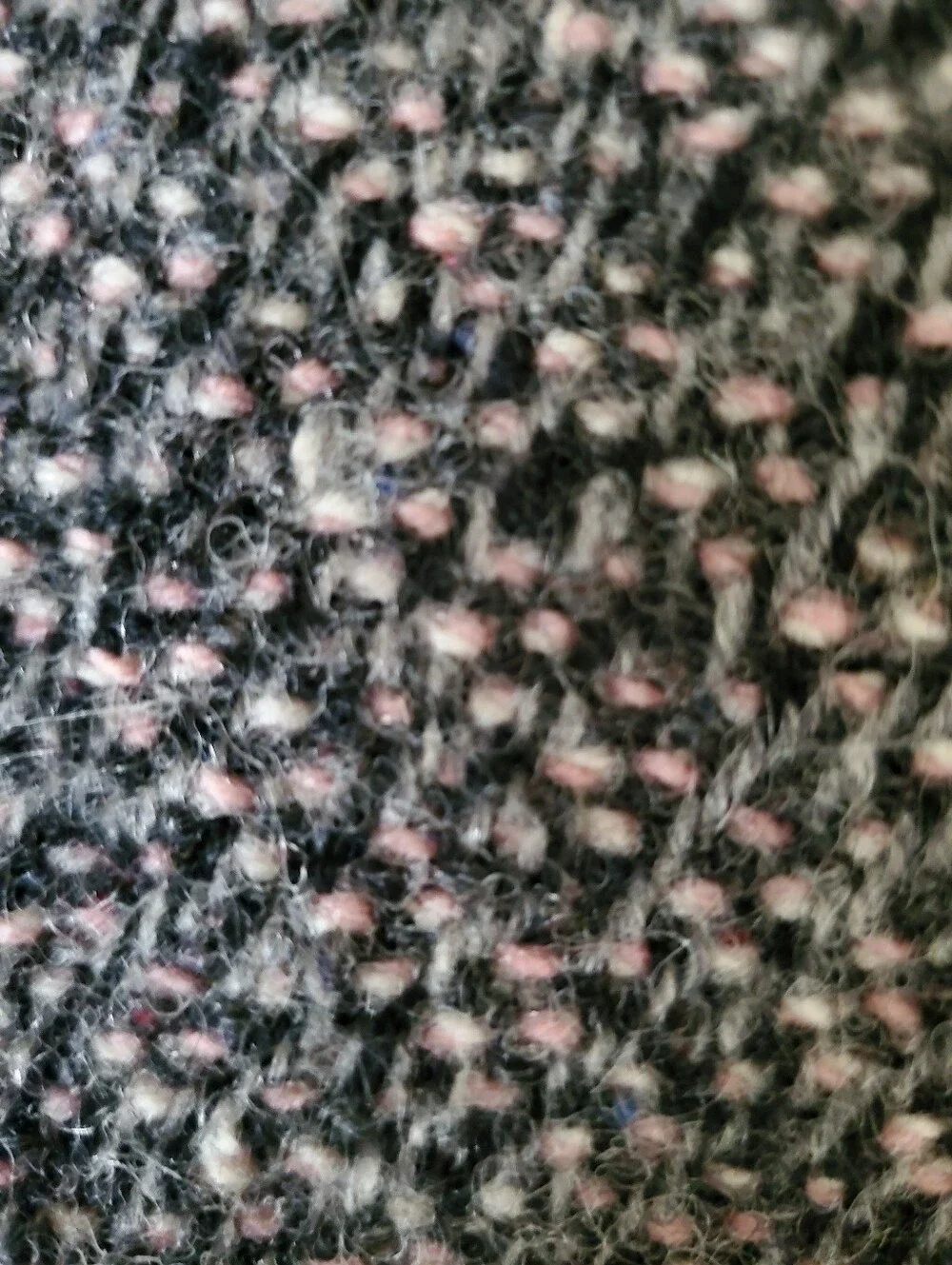 Upcycled Tweed Wool Mittens Flannel Lined Gray Pink Black Cozy Handmade